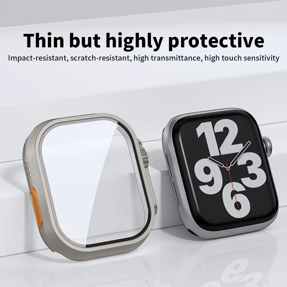 for Apple Watch Series 7/8 45mm Hard Case with Tempered Glass Screen Protector PC Cover Bumper Full Coverage for iWatch 7/8 45mm