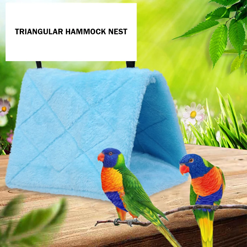 

Triangle Flannelette Bird Nest Autumn Winter Warm Bird Bed House Parrot Cage Tent Bed Hanging Cave For Sleeping and Hatching
