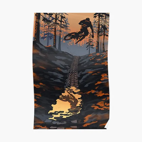 Retro Styled Mountain Biking Dirt Jumper  Poster Painting Wall Print Home Picture Mural Art Modern Decor Decoration No Frame