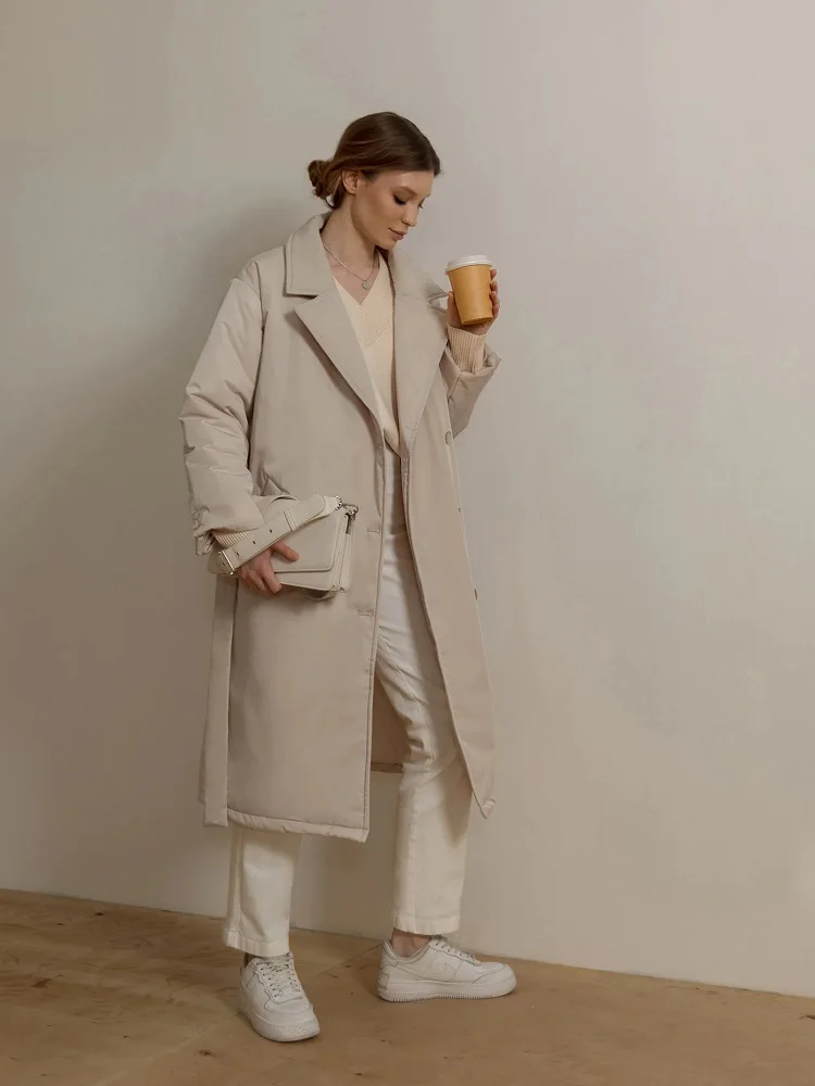 Winter Long Parkas Coat Women 2022 Thick Warm Oversized Cotton Jacket Female Casual Loose Outerwear With Belte Midi Puffer Coat