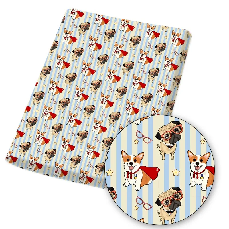 

Polyester Cotton Fabric Cute Dogs Birds Printed Cloth Sheets DIY Dress Supplies Handmade Masks Home Textile Patches 45*145cm 1pc