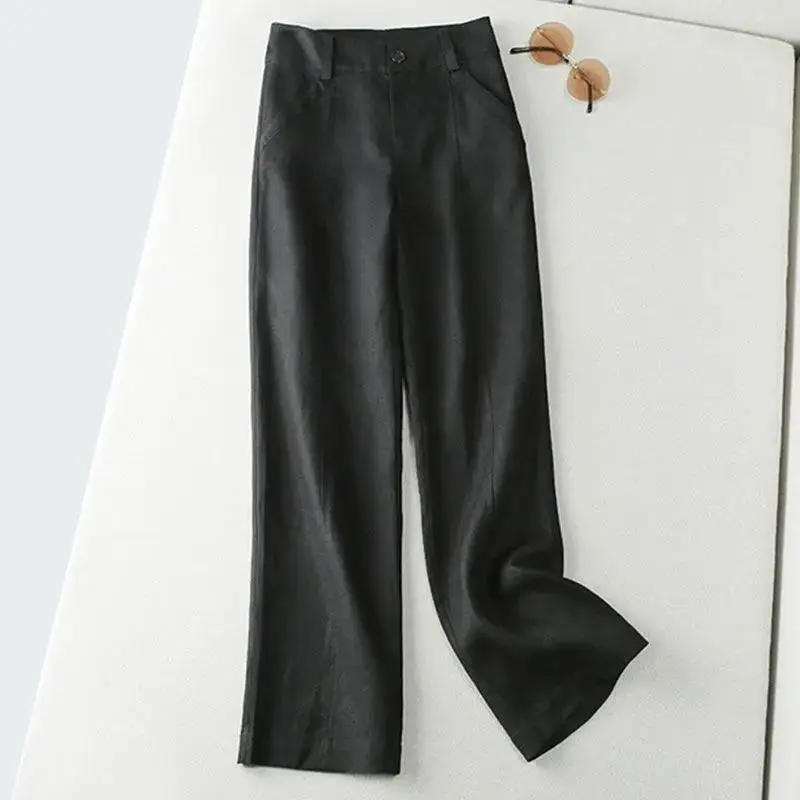 Комбинезон женский из хлопка и льна Модный повседневный костюм с эластичной