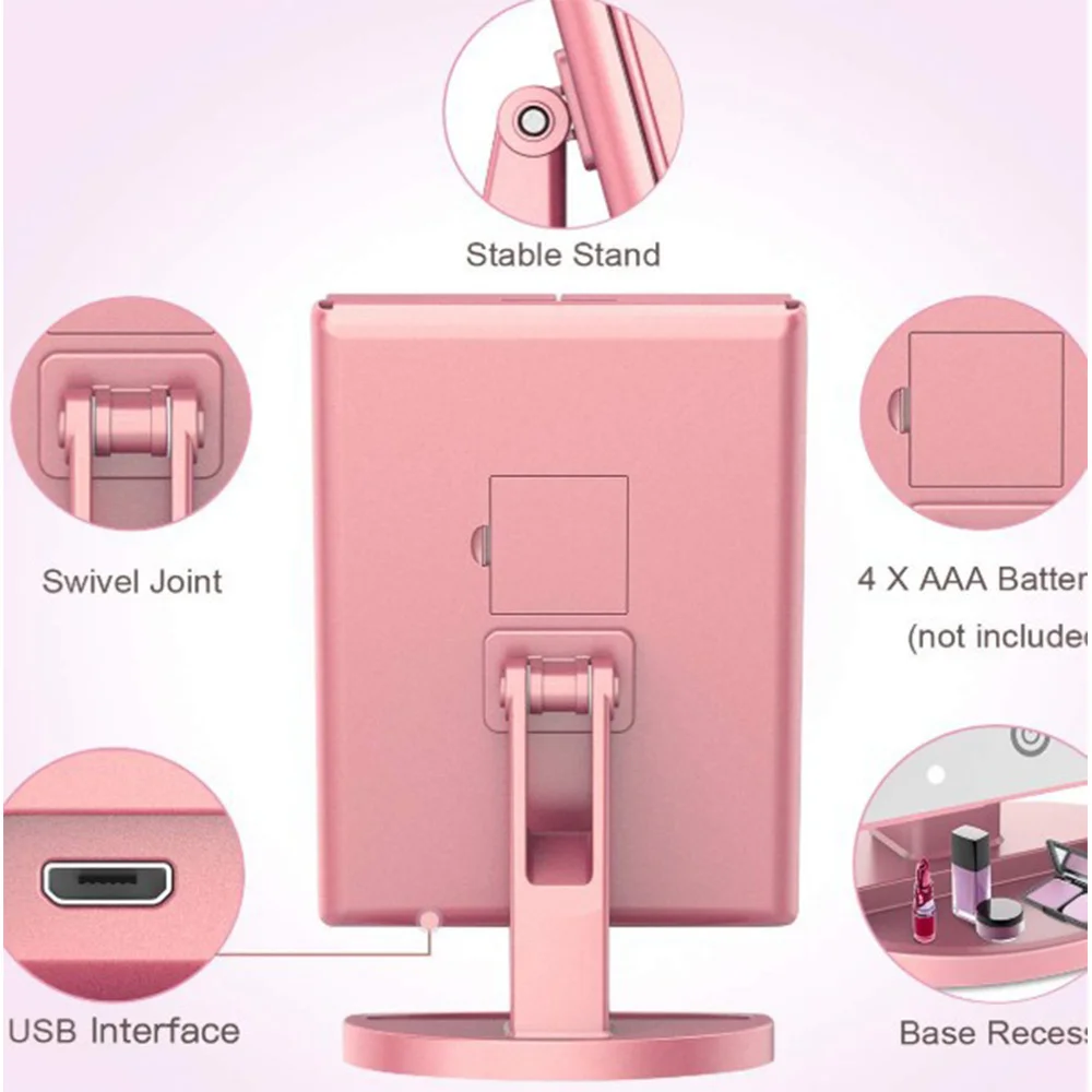 Трехкратное светящееся зеркало для макияжа с 22 светодиодами 2-кратным 3-кратным