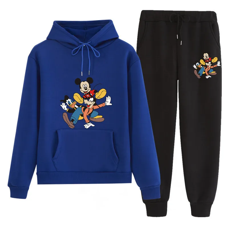 

Disney Mickey Mouse Sportswear cartoon Fashion men and woman 2pcs Printed Hoodie+Pants Sportswear Suit men & Women Clothes