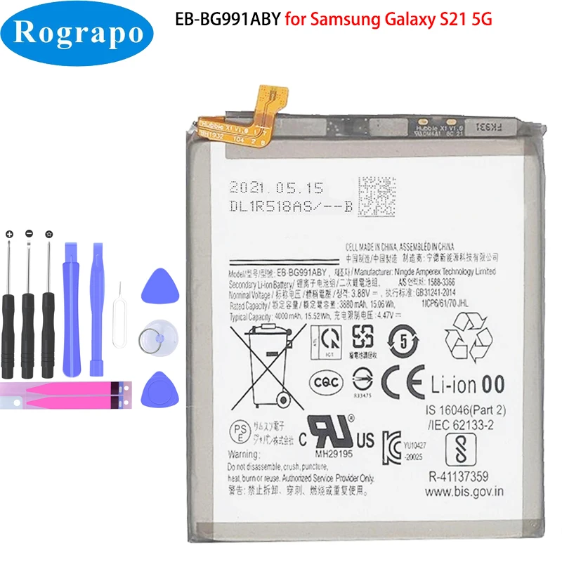 

New 4000mAh EB-BG991ABY Phone Battery For Samsung Galaxy S21 5G G991 SM-G991 SM-G9910 + Tools