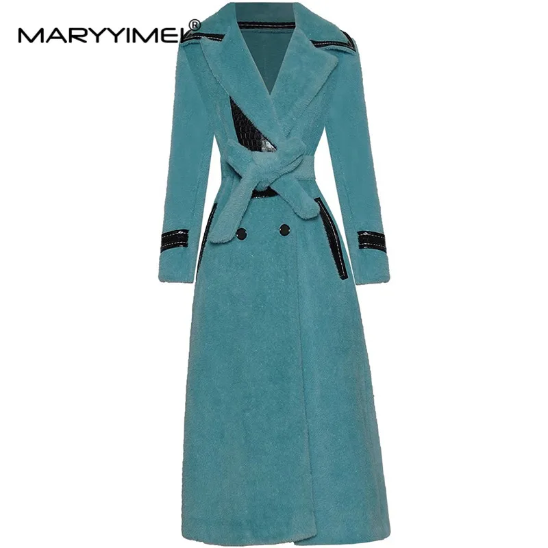MARYYIMEI модный дизайн женское пальто с отложным воротником и длинными рукавами