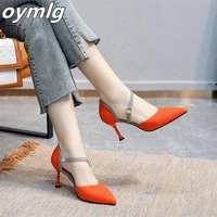 shoes womens2022spring and summer new sexy one word buckle belt net red high heeled shoes fairy wind stiletto pointed toe shoes