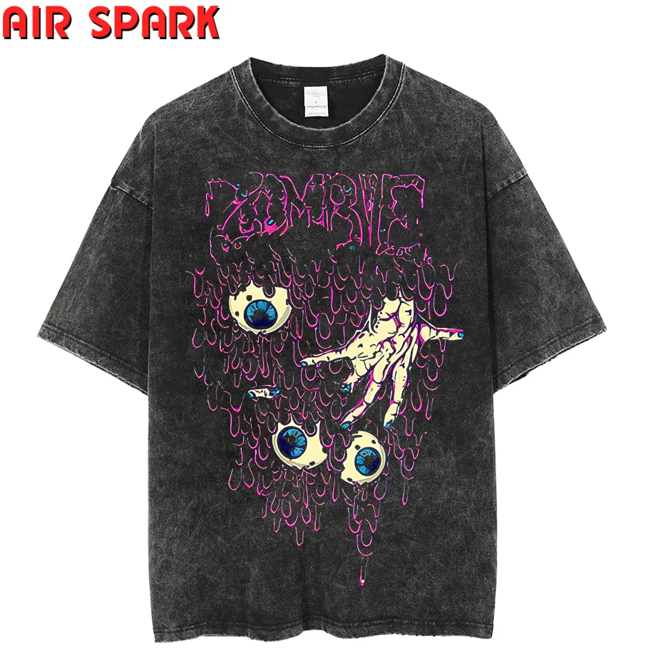 

Y2k винтажные готические женские футболки с ужасами зомби свободные хлопковые мужские модные моющиеся уличные Топы большого размера
