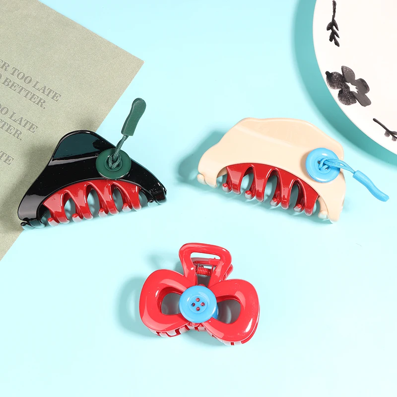 Винтажный винно-красный бант на пуговицах зажим для волос женская заколка