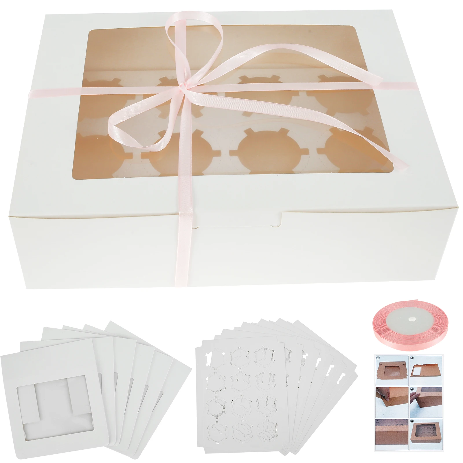 

6Pcs Cupcake Box Sturdy White Cupcake Container with 12 Holes Cupcake Carrying Holder Reusable Food Carrier Box for Party