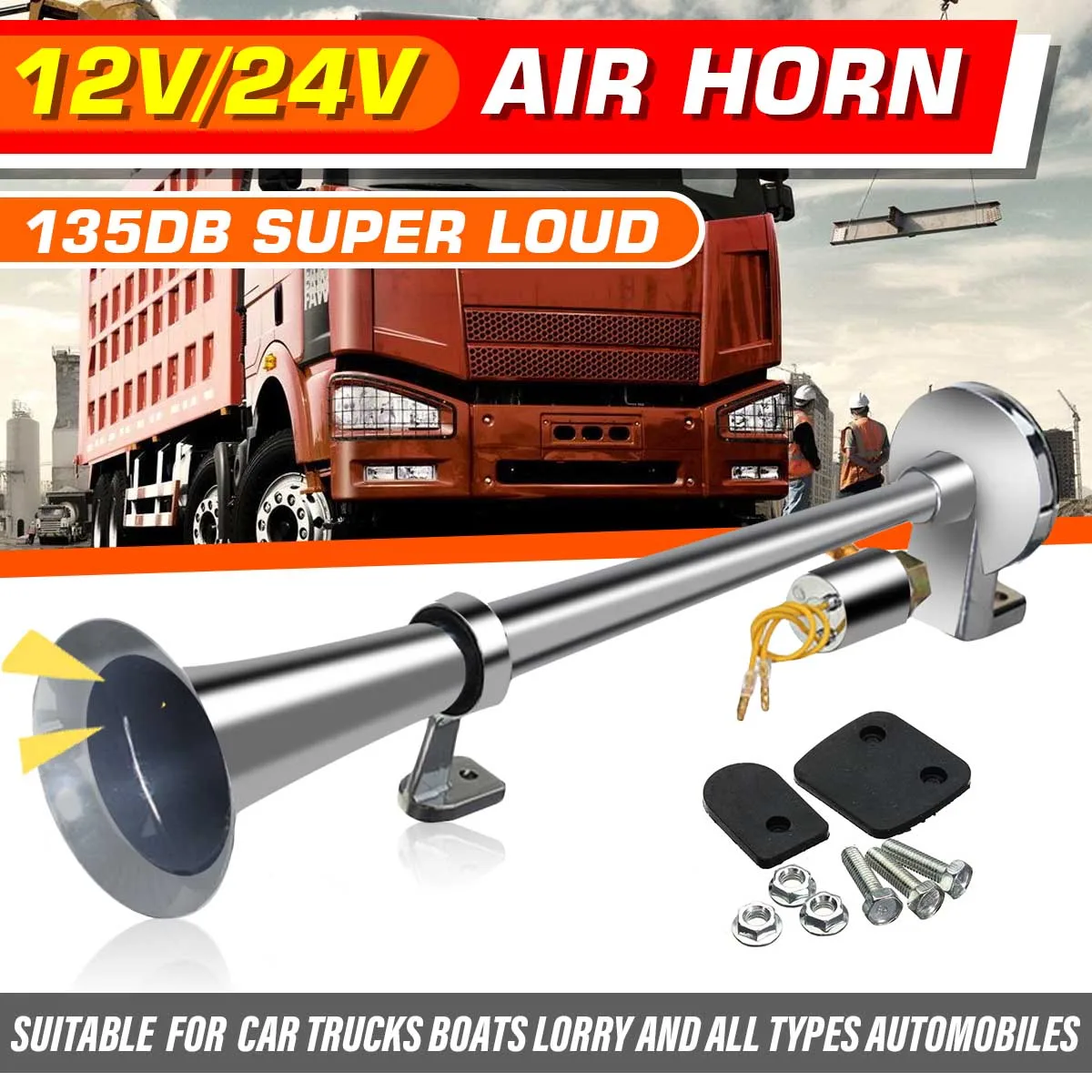 

Super Loud Air Horn Kit Car Horn Speaker Loud Car Air Horn Chrome Single Trumpet Air Horn Trucks Lorry Automobiales Boat