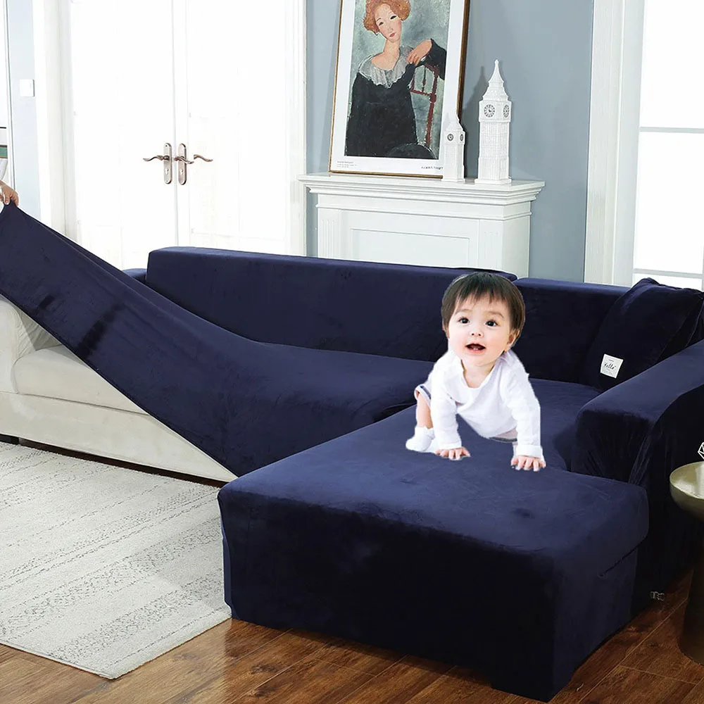 

Бархатный Чехол для дивана L-образной формы, эластичный Чехол для мебели, угловой Чехол для мебели, защитный чехол для дома