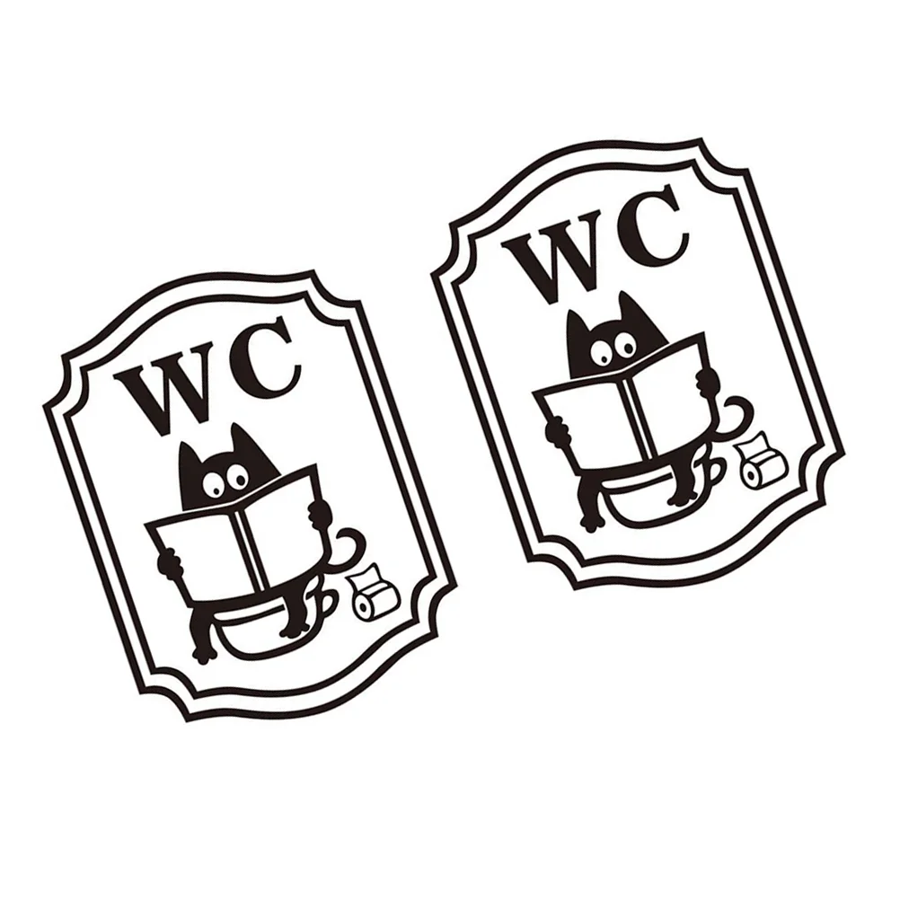 

2PCS WC Wall Stickers Removable Washroom Decal for Home Restaurant Hotel