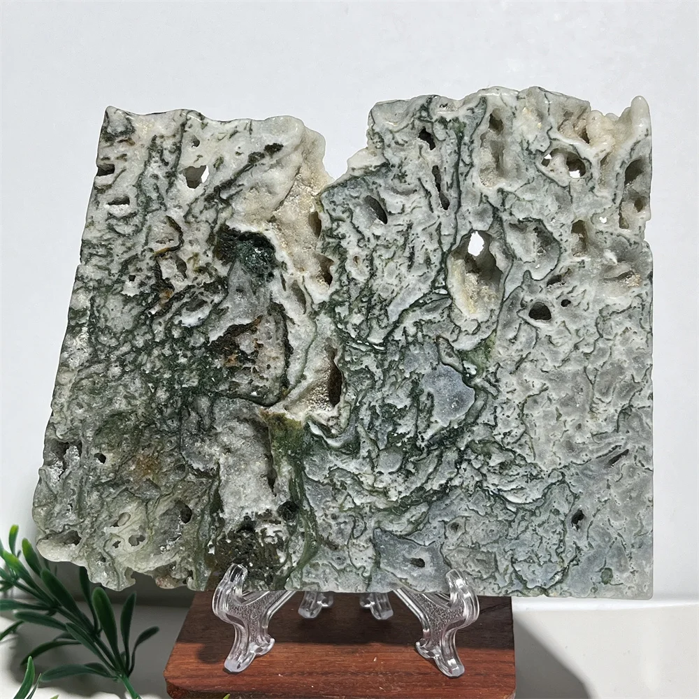 Кристалл Натуральный Мох Агат Плита Друзы Камень Кварц Драгоценный Исцеление