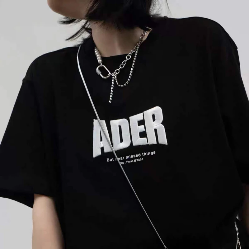 

Ader Error Men Women Graphic Oversized Tees New Arrivals Letter Print Summer Tops Korean Style Half Sleeve Loose Casual T Shirts