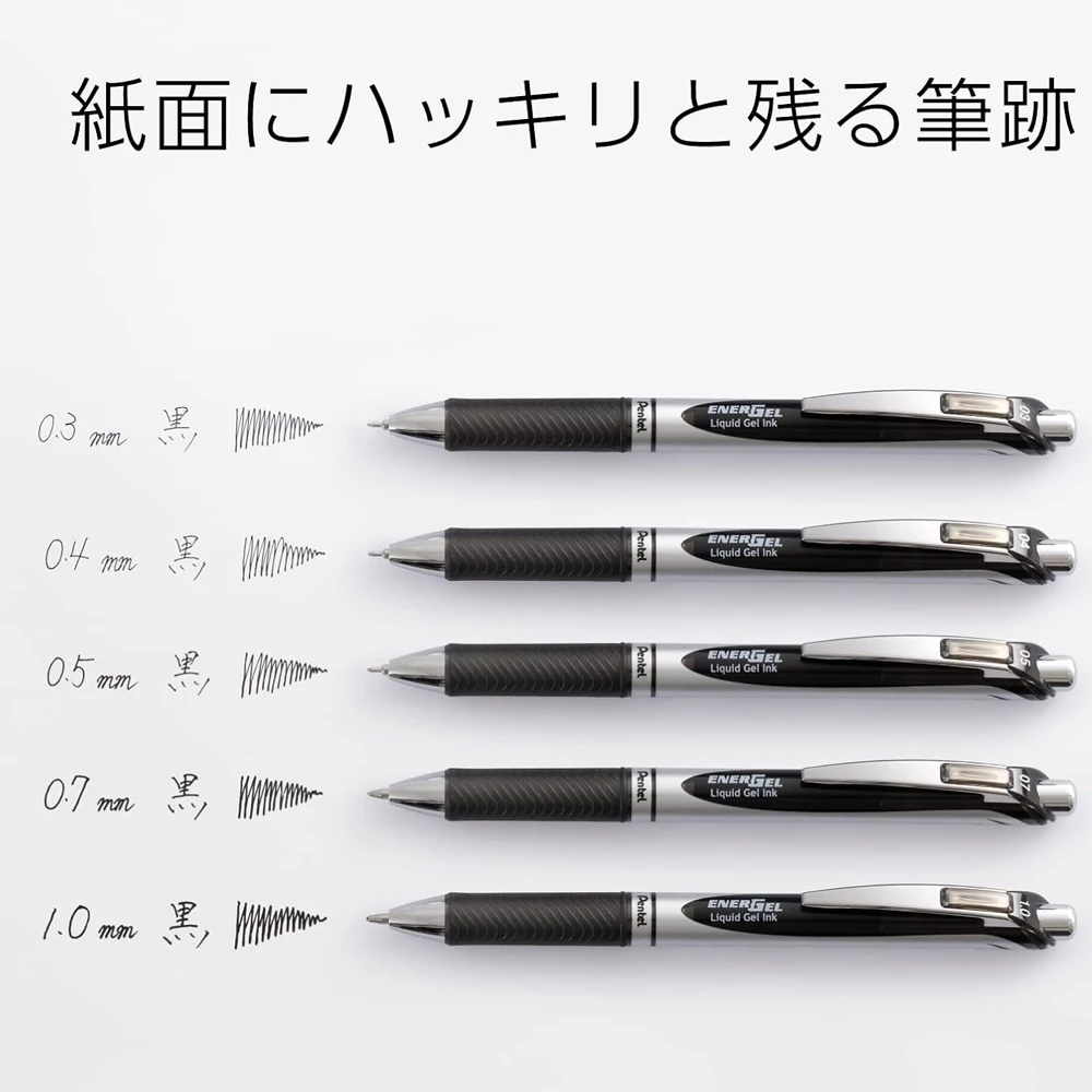Фото Упаковка из 3-х гелевых ручек Pentel ENERGEL BLN77 0,3 0,5 0,7 1,0 мм Быстросохнущая шариковая ручка с нейтральными гелевыми чернилами для подписи Гладкое письмо №3