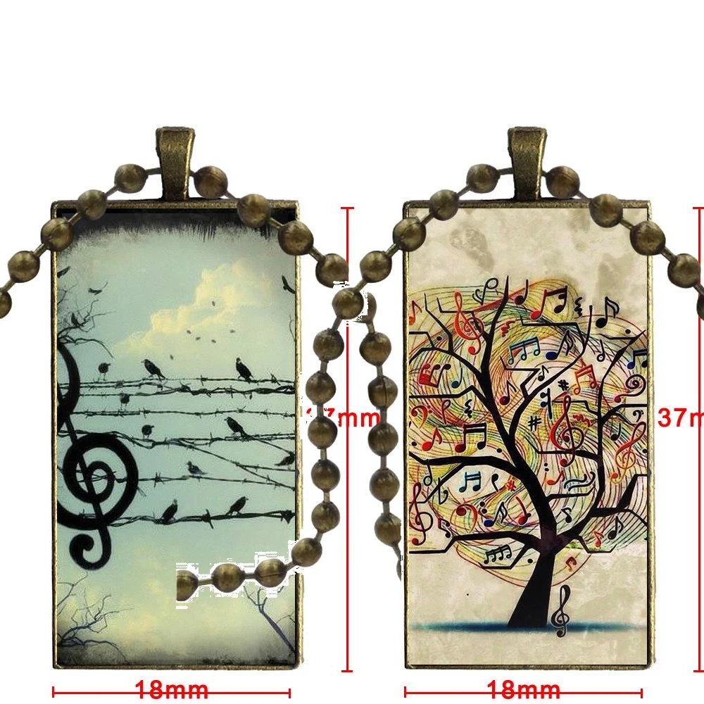 

Greatest For Wedding Music Note Cute Glass Cabochon Jewelry Steel Color With Long Pendant Choker Rectangle Black Hematite