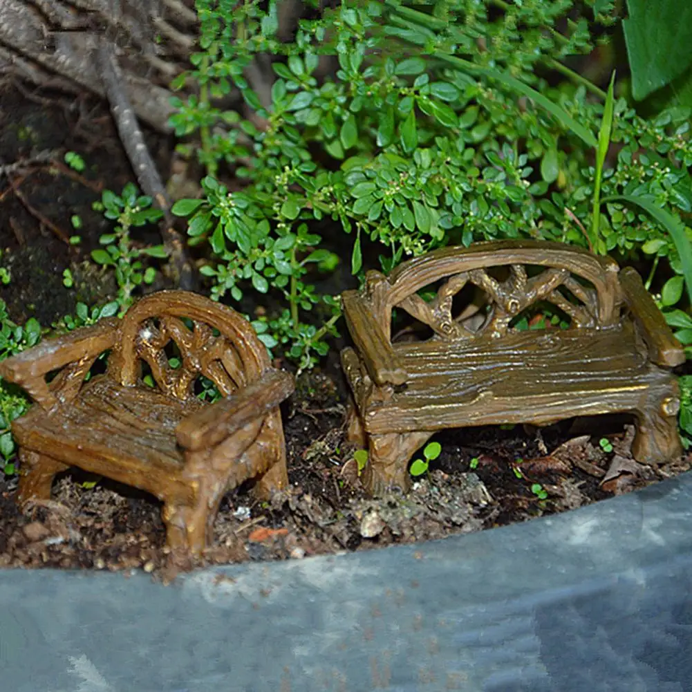 

Mini Bench Model Decorative Resin Micro Garden Doll House DIY Handicraft Bench for Garden Decoration