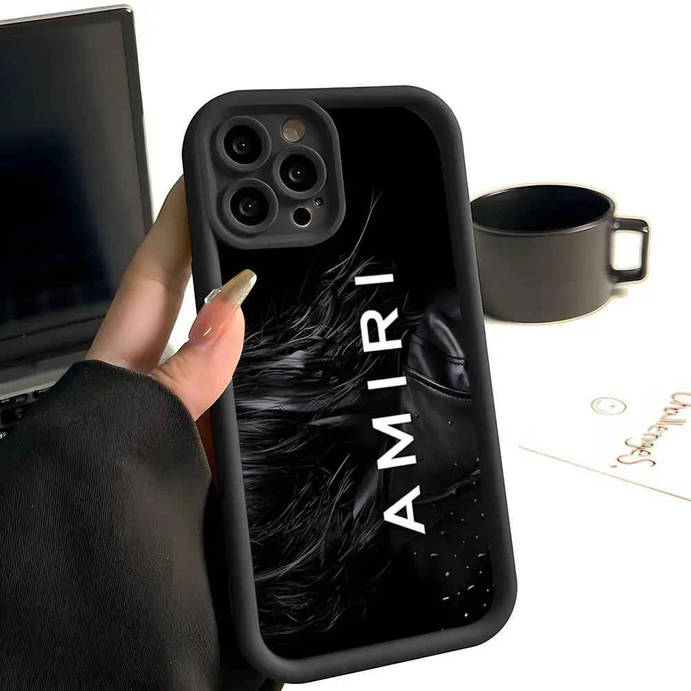 Фото Роскошный дизайн A-Amiries: Простой однотонный матовый силиконовый чехол для iPhone 17, 16, 13, 12, 15, 14 Pro Max Plus, полностью закрывающий корпус (D) №5