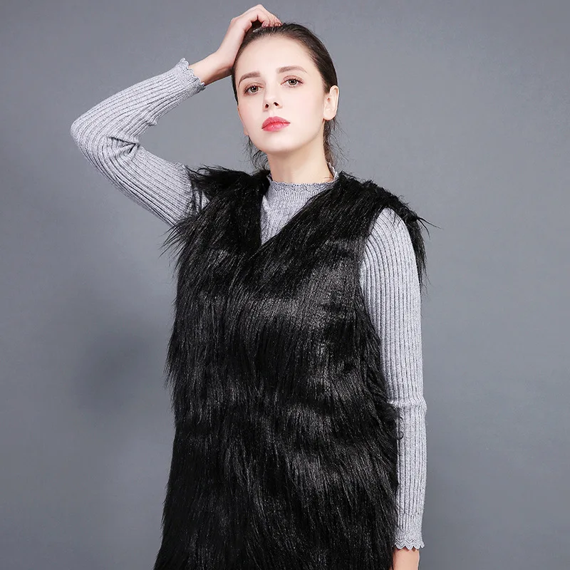 Faux Fur Factory Wholesale Women's Vest Vest Fake Fur Jacket Wool Washed Plush Fur Jacket