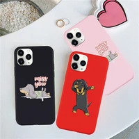 cartoon dog phone case for iphone 12 13 11 pro max mini xs x xr 6 7 8 plus i love dachshunds letter silicone cover animal coque