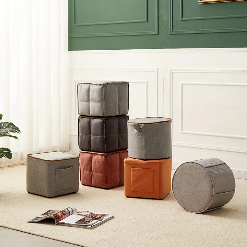 

Nordic Technology Cloth Make-up Make-up Change Shoe Stool Home Door Round Stool Low Stool Small Pier Small Stool Fabric Art