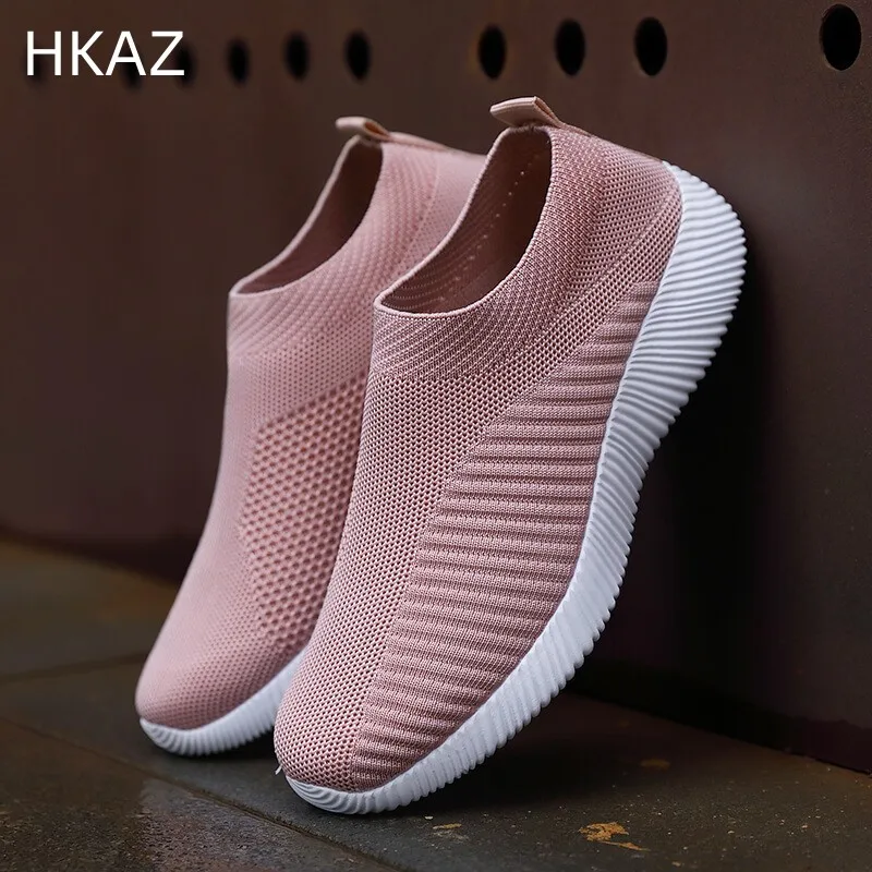 

New Women's Sneakers Breathable Women Vulcanized Shoes Slip on Flats Light Board Sports Shoes Mesh Socks Shoes Spring Main Push