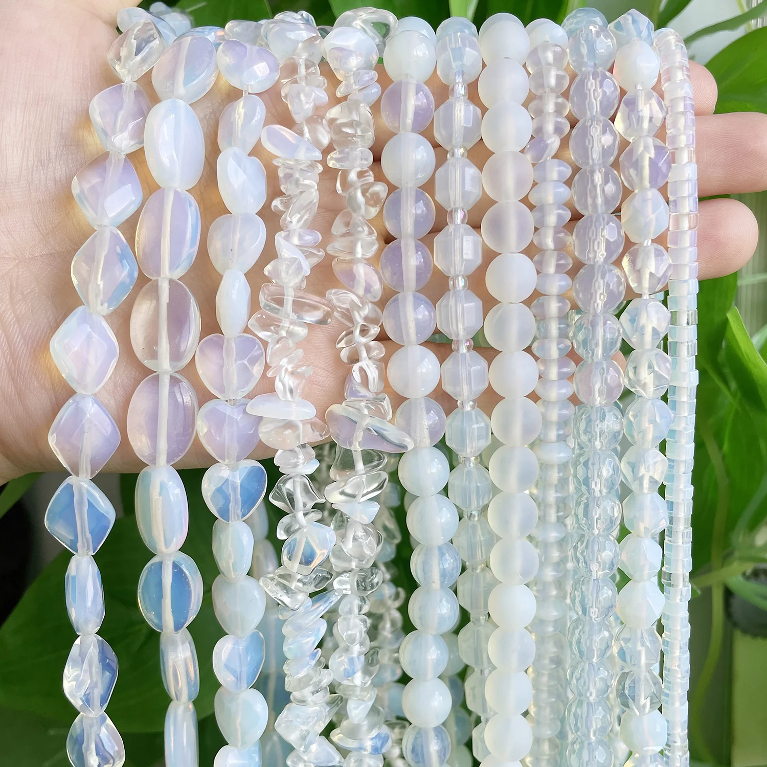 

Natural Stone White Opal Beads Round Irregular Opalite Stone Rondelle Beads DIY Bracelet Necklace Earrings Jewelry Accessoriess