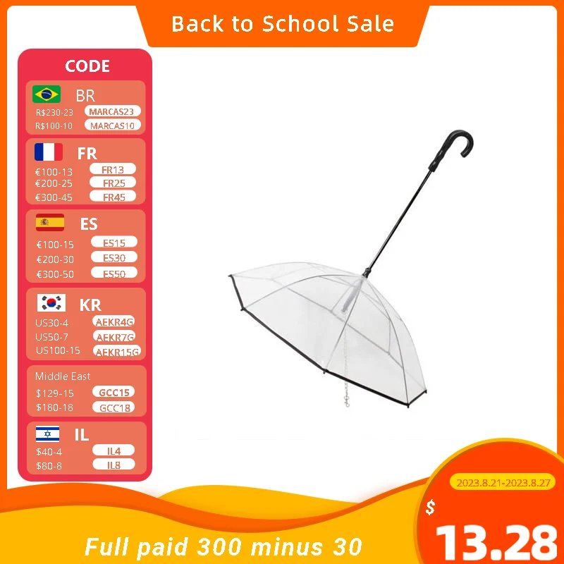 

Rainy Day Puppy Protective Cover Dog Walking Transparent Travel Adjustable Angle With Leash Rope Waterproof Cat Pet Umbrella