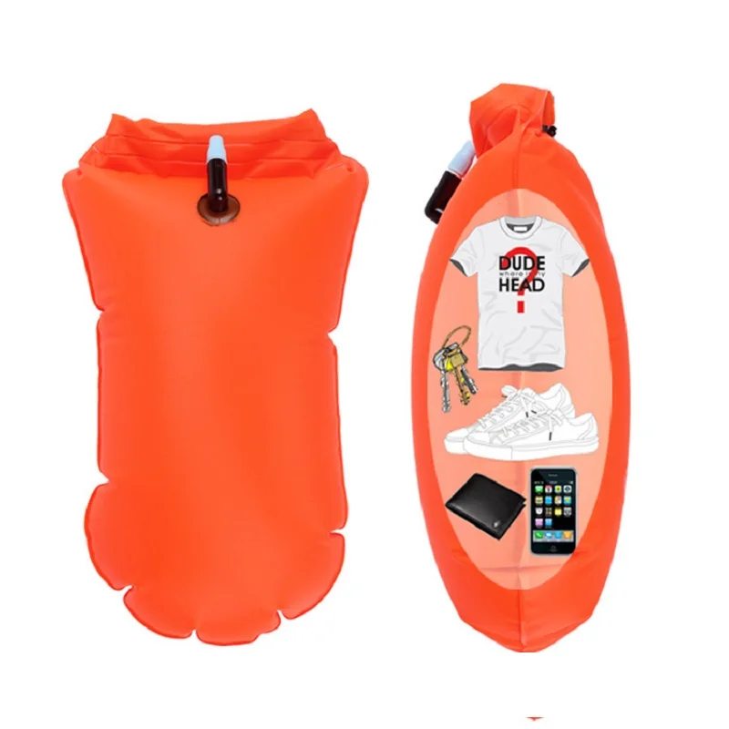

Надувной буй для плавания, буксировочный поплавок, сухая сумка, двойной воздушный мешок с поясом на талию для плавания, водных видов спорта, защитная сумка для хранения