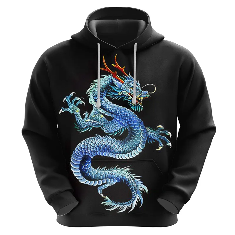 Толстовка мужская с 3D-принтом Золотого Дракона художественный свитшот рисунком