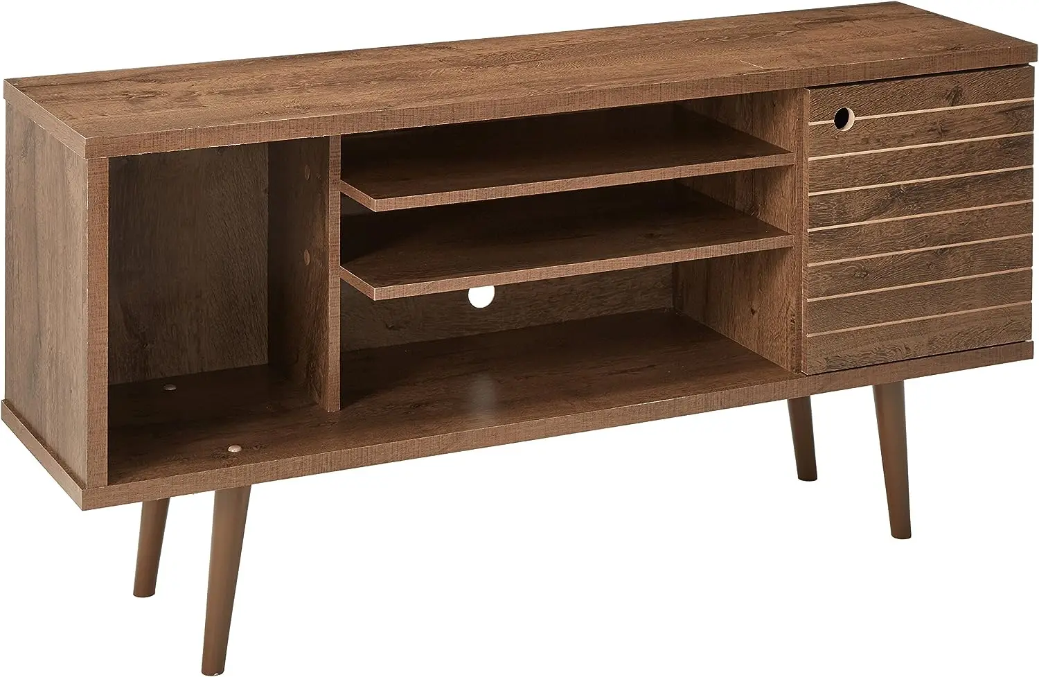 

Mid-Century Modern Living Room TV Stand with Shelves and a Cabinet with Splayed Legs, 200AMC 53.14 Inch, Rustic Brown