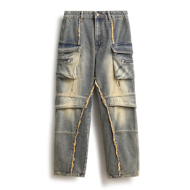 9060 американские модные ретро-модные новые потертые мужские свободные джинсы Harlan