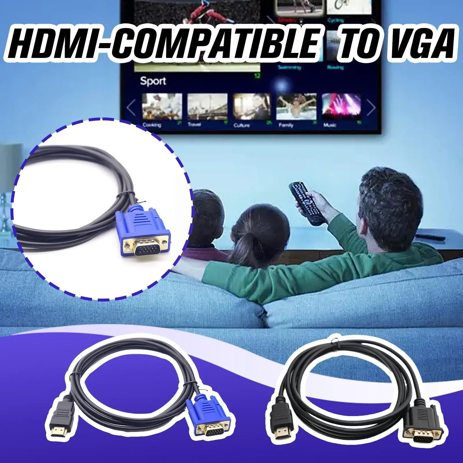 

HDMI VGA Cable 1080P HDMI To VGA Cable Cord Audio Video HDMI Male To VGA Male Cable Converter For Projector PC TV Monitor L X1E5
