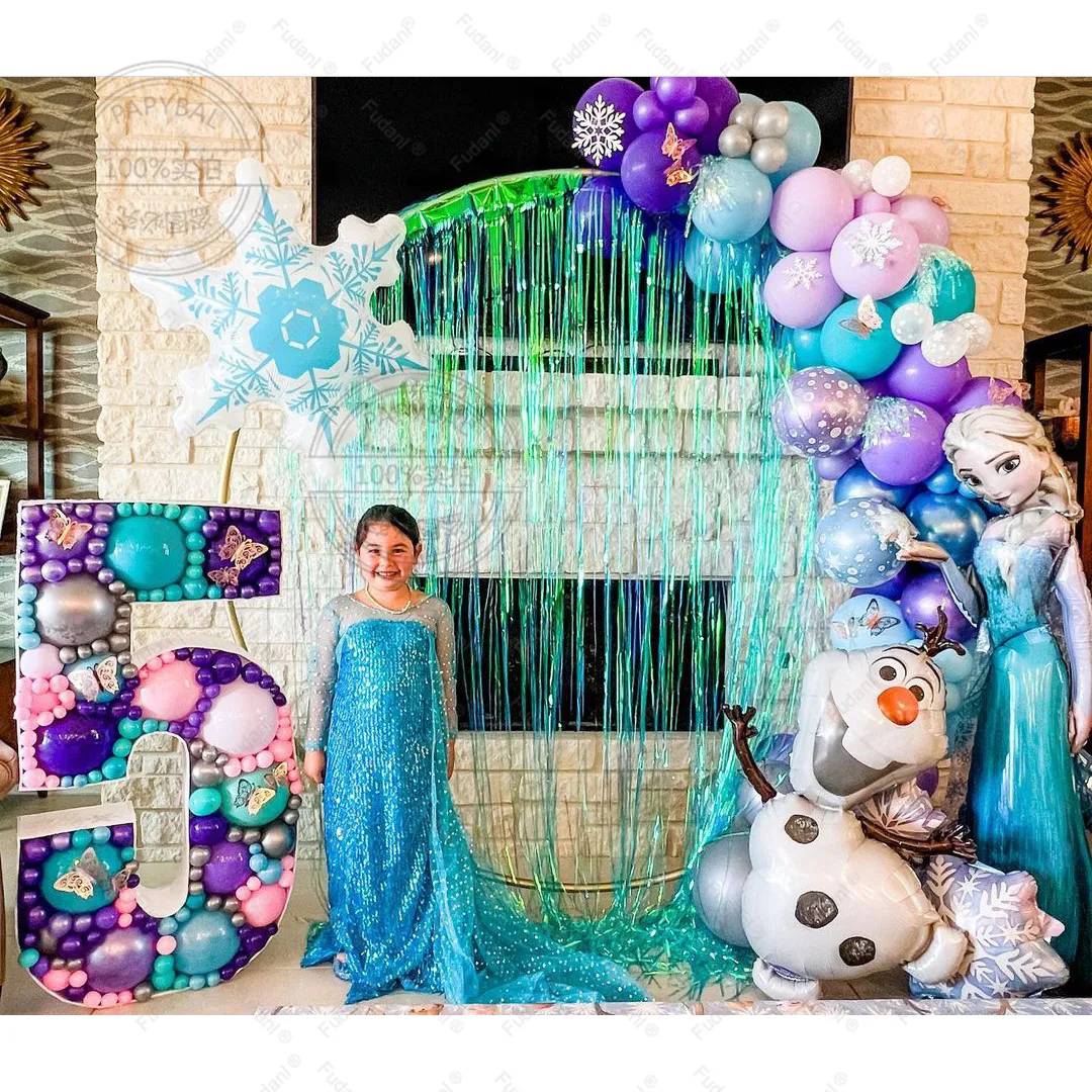 

141pcs Disney Frozen Arch Garland Balloons Kit Princess Queen Olaf Elsa Foil Balls Snowflake Age 1-9 Birthday Party Decors Gifts