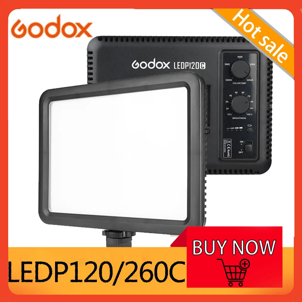 Godox LEDP120C LEDP260C 3300K-5600K Bi-color Video Light for Studio Camera Photography with LCD Panel Bracket CRI 95+ TLCI 95+