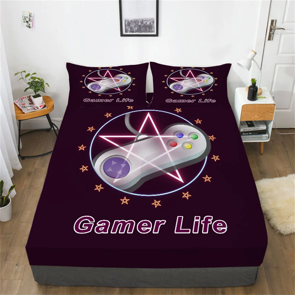 

Fitted Sheet Bedcover 3D Game Print Home Bedroom Textile Decoration King Queen Size Pillowcase Bedding Covers Sheets