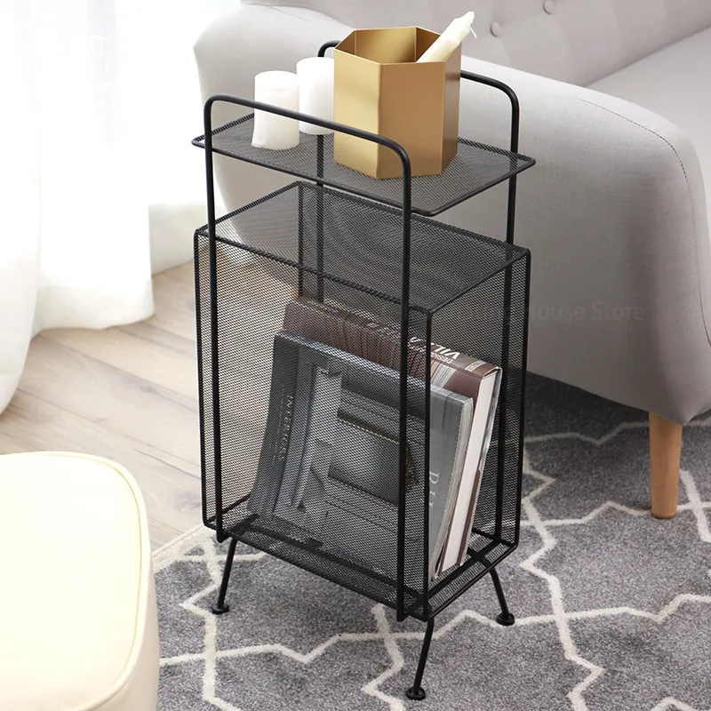 High Quality Metal Storage Rack Bedside Magazine Book Shelf Floor Stand Bookcase Gold Pink Luxury Shelves Steel Wire |