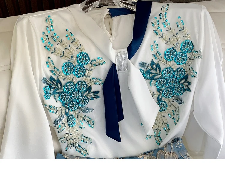 Женский жаккардовый костюм с юбкой элегантная женская юбка цветочным рисунком +