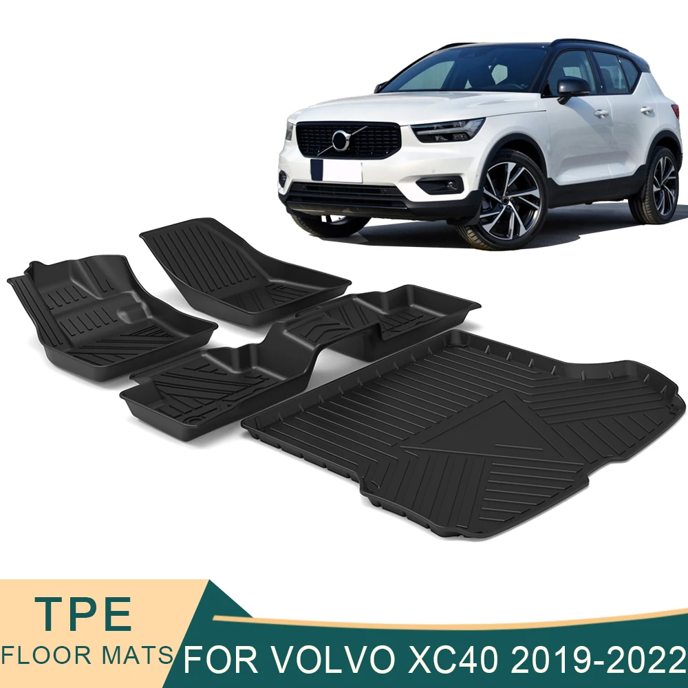 

For Volvo XC40 2019-2022 Auto Car Floor Mats All-Weather TPE Foot Mats Odorless Pad Waterproof Tray Mat Interior Accessories