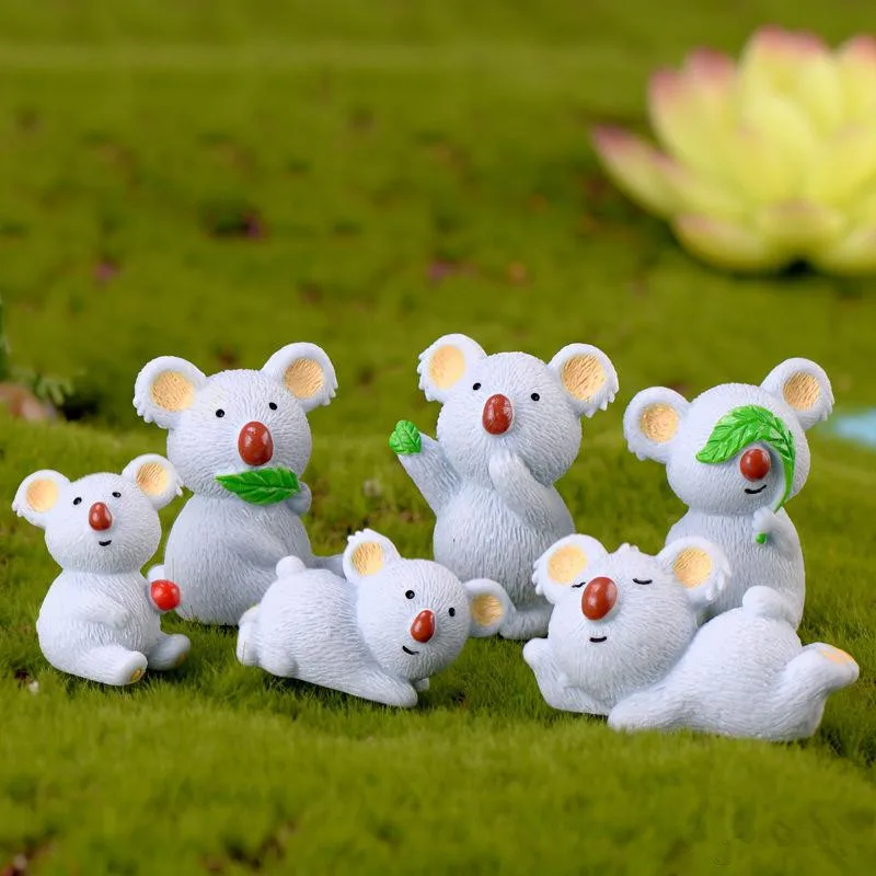 6pcs Lovely Koala Animal Figurine Miniatures Home Decoration Koala Bear