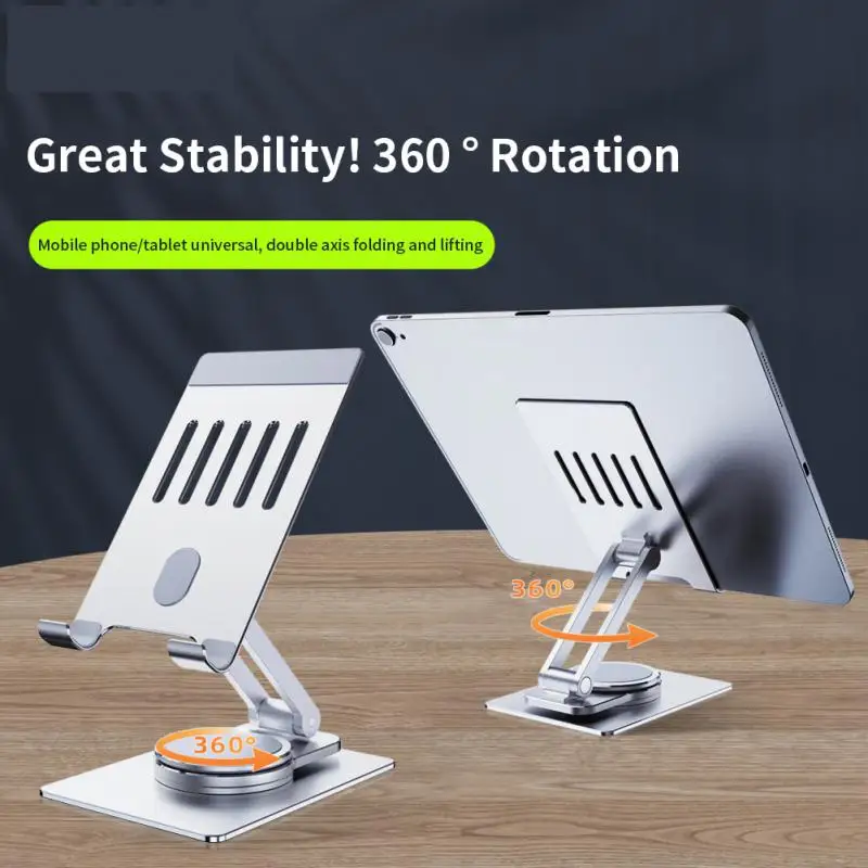 

Hot Sale 360° Rotation Aluminum Desktop Phone Holder Stand T631 Metal Foldable Table Bracket For IPad Phone Within 12.9inch