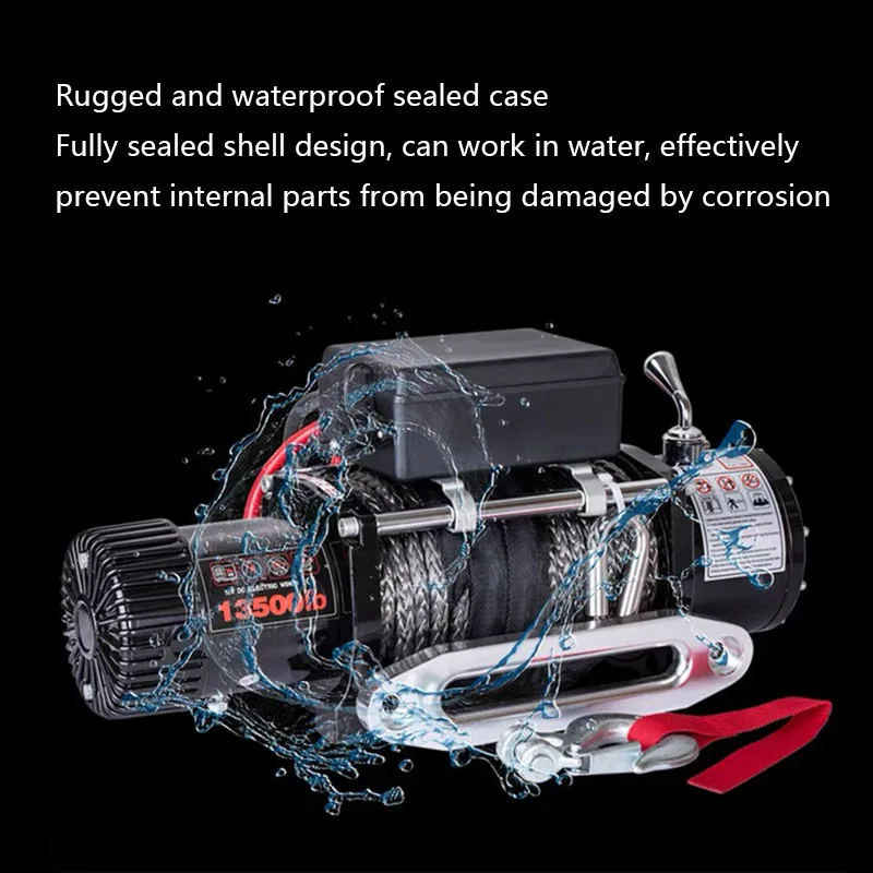 12 В 3500 фунтов водонепроницаемая и бесшумная спасательная электролебедка для