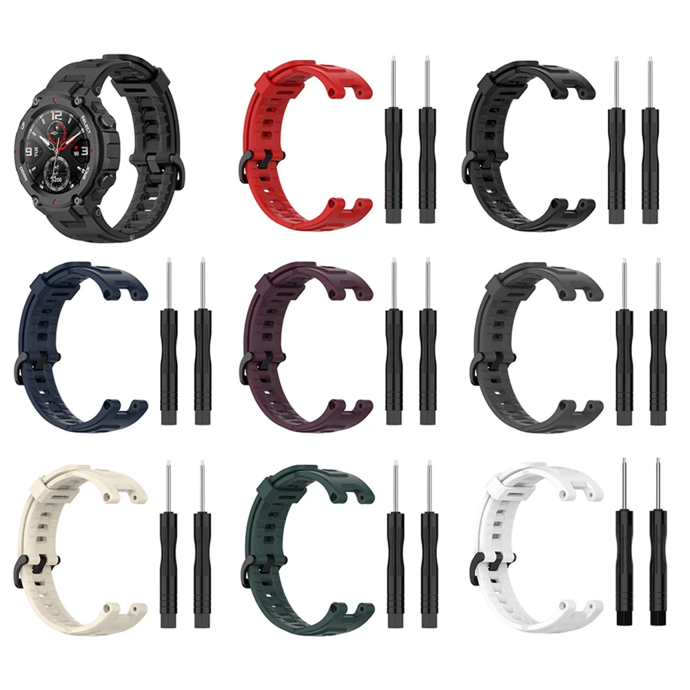 

Soft Silicone Watch Band For Amazfit T-Rex Smart Watch Bracelet Replacement Wristband Adjustable Sports Watch Strap Hot Sale