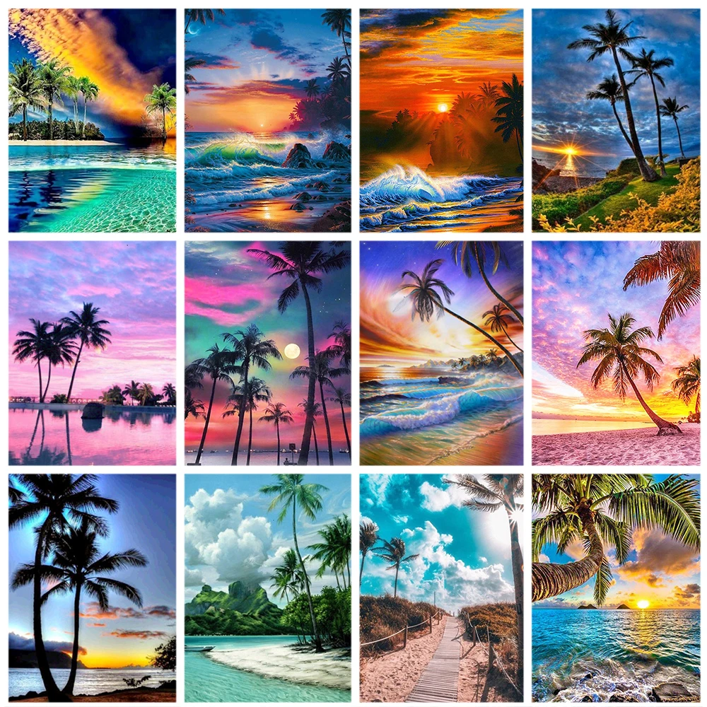 

Miaodu Diamond Painting Kit 5D DIY Cross Stitch Scenery Seaside Full Drill Diamond Art Mosaic Embroidery Rhinestone Home Decor