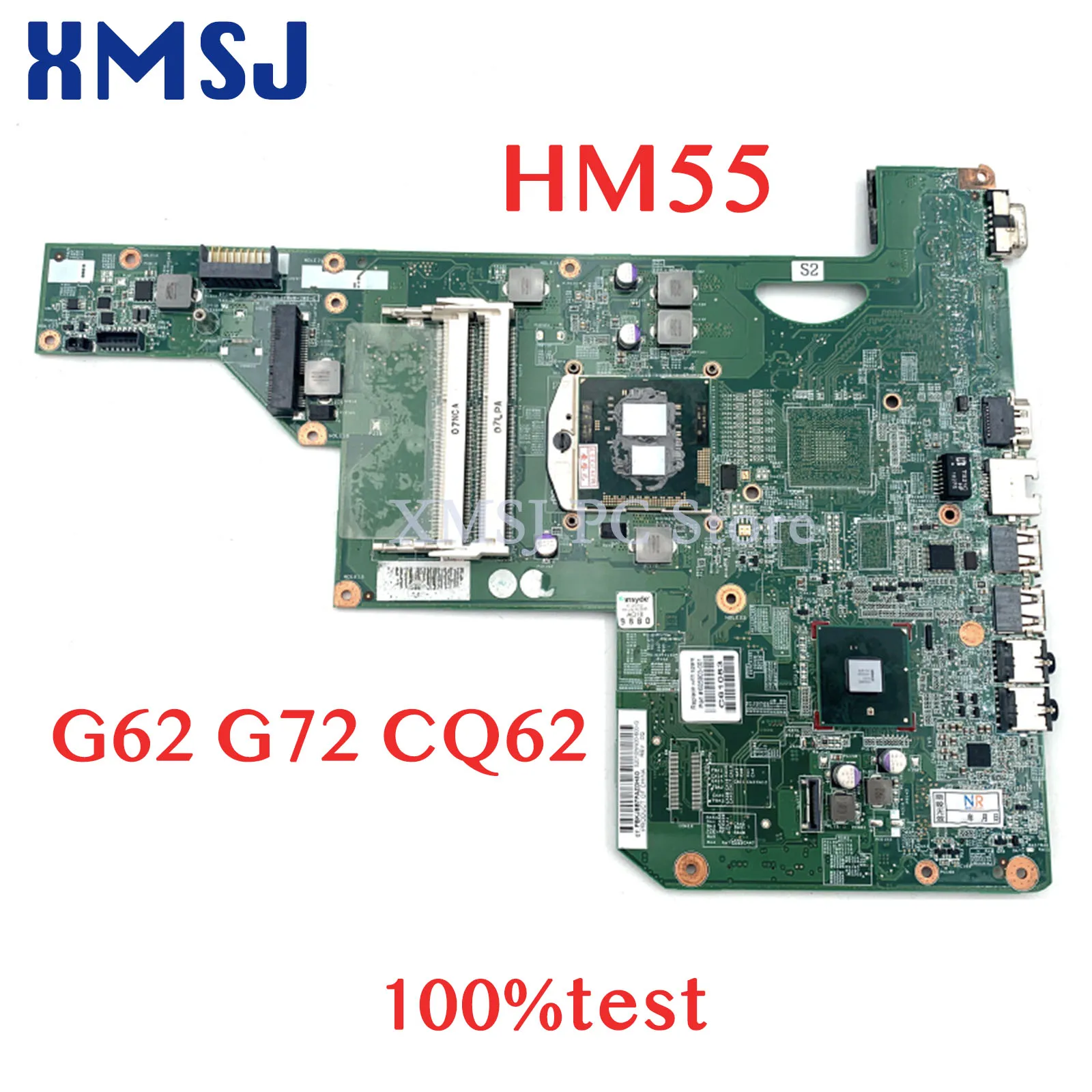 XMSJ 605903-001 615849-001 Laptop Motherboard For HP G62 G72 CQ62 HM55 UMA DDR3 MAIN BOARD Free CPU Fully Tested