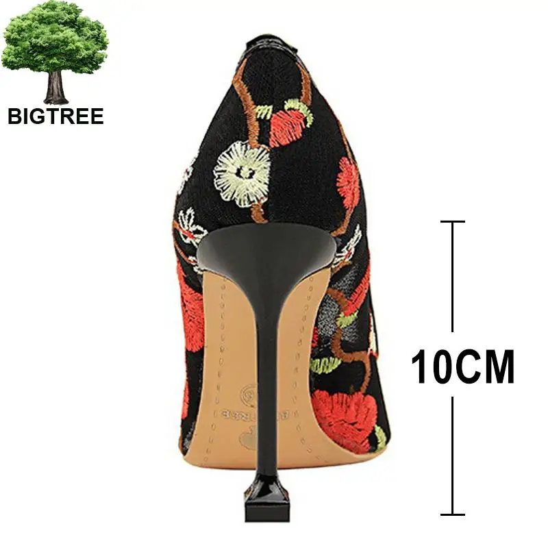 Туфли-лодочки Bigtree женские кружевные туфли на высоком каблуке с цветочной