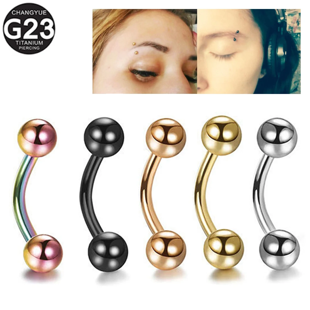 

1PC G23 Titanium Eyebrow Banana Piercing Ring Curved Barbell Lip Ring Snug Daith Helix Rook Earring Cartilage Tragus Jewelry 16G