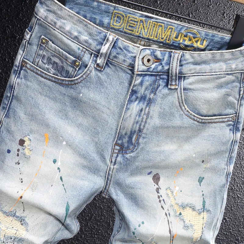 Дизайнерские модные новые джинсы с вышитыми буквами потертые ностальгические