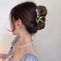 2022 new korean fashion pink blue 3d flower hair claws for women girls summer shark clip hair accessories sweet girls hair clips